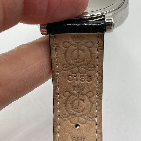 Juicy Couture Dog Logo Heraldic Crest Watch Silver Case Black Patent Strap main image 5